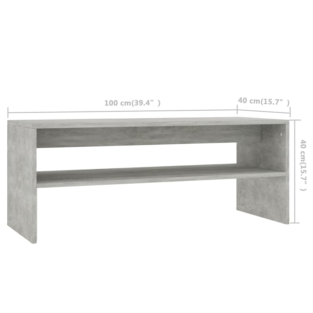 vidaXL Klubska mizica betonsko siva 100x40x40 cm iverna plošča