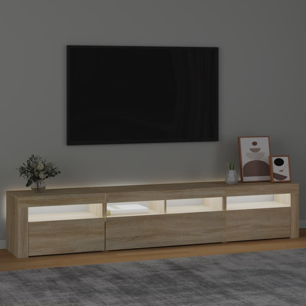 vidaXL TV omarica z LED lučkami sonoma hrast 210x35x40 cm