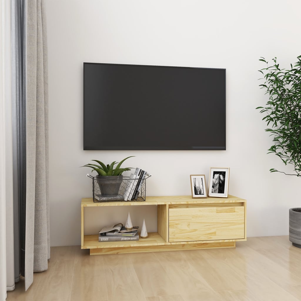 vidaXL TV omarica bela 110x30x33,5 cm trdna borovina