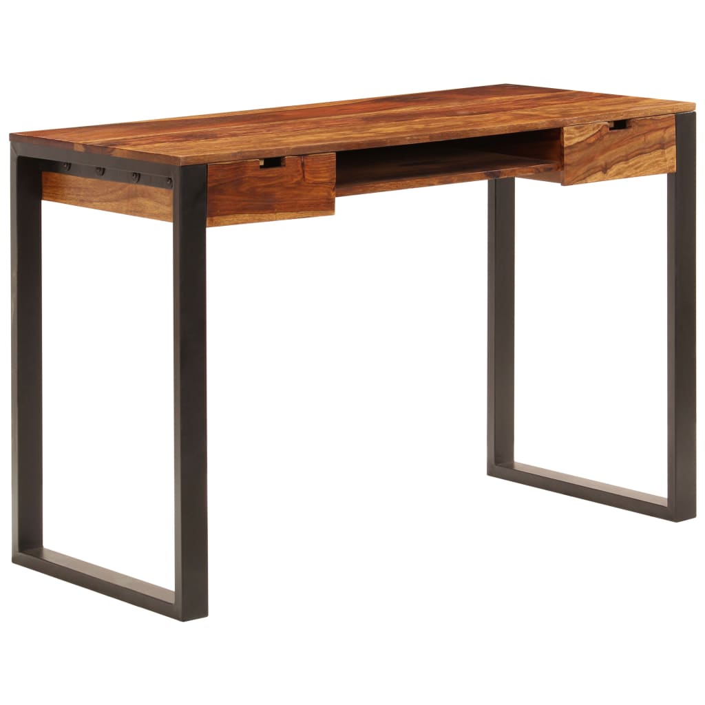vidaXL Pisalna miza iz trdnega palisandra in jekla 110x55x78 cm