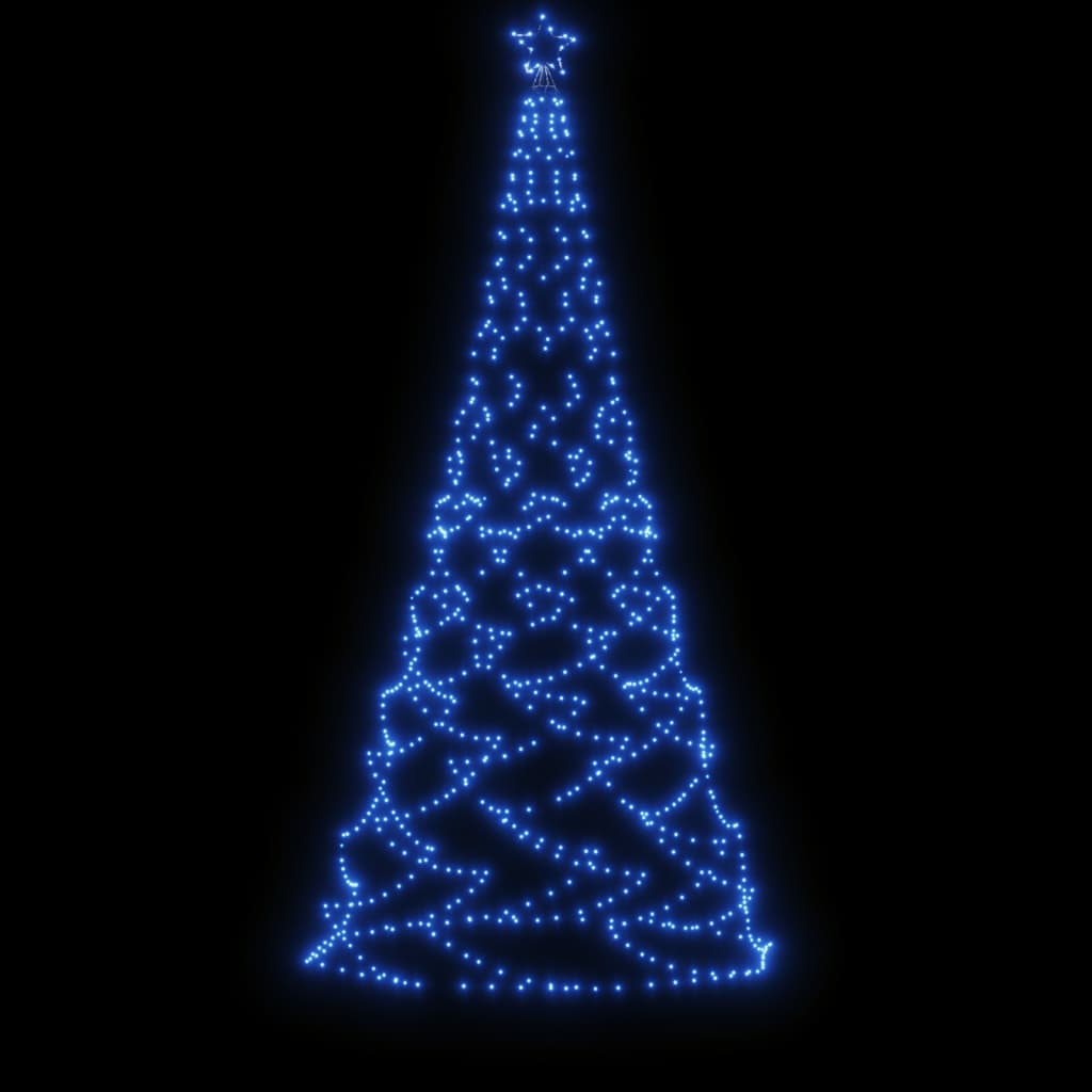 vidaXL Novoletna jelka s kovinskim stebrom 500 LED modra 3 m