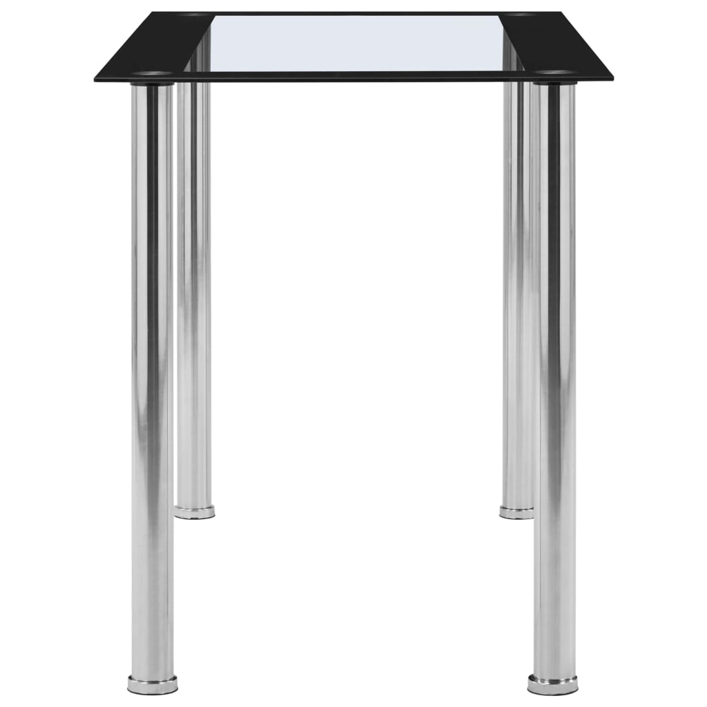 vidaXL Jedilna miza črna in prozorna 120x60x75 cm kaljeno steklo