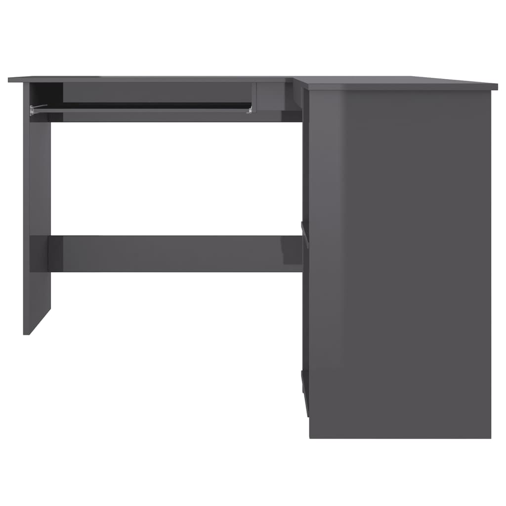 vidaXL Kotna miza L-oblike visok sijaj siva 120x140x75cm iverna plošča