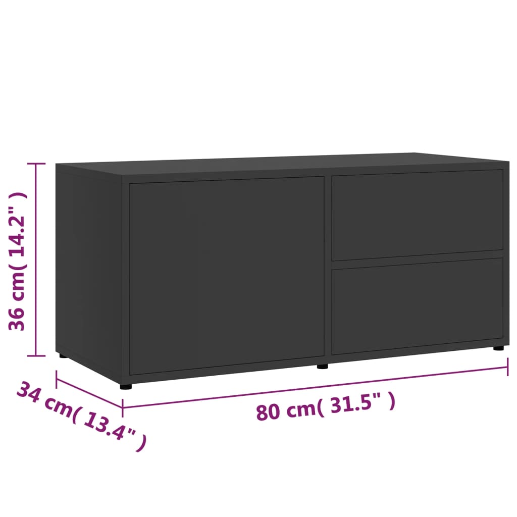 vidaXL TV omarica siva 80x34x36 cm iverna plošča