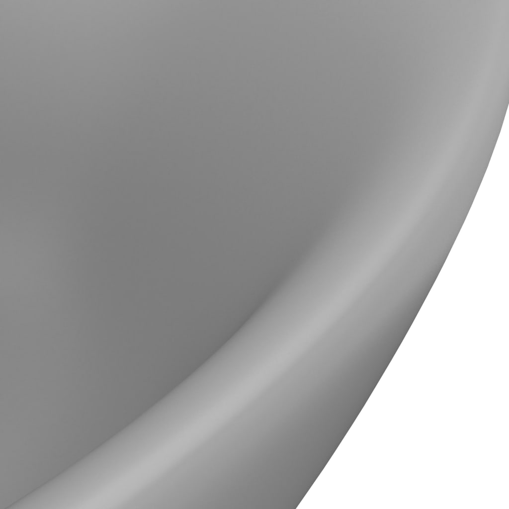 vidaXL Razkošen umivalnik ovalen mat svetlo siv 58,5x39 cm keramika