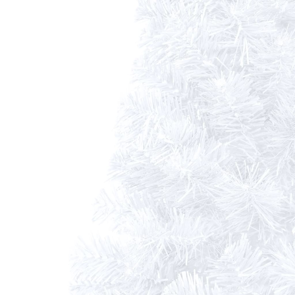 vidaXL Osvetljena polovična novoletna jelka bela 150 cm PVC
