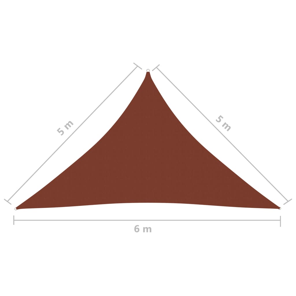 vidaXL Senčno jadro oksford blago trikotno 5x5x6 m terakota