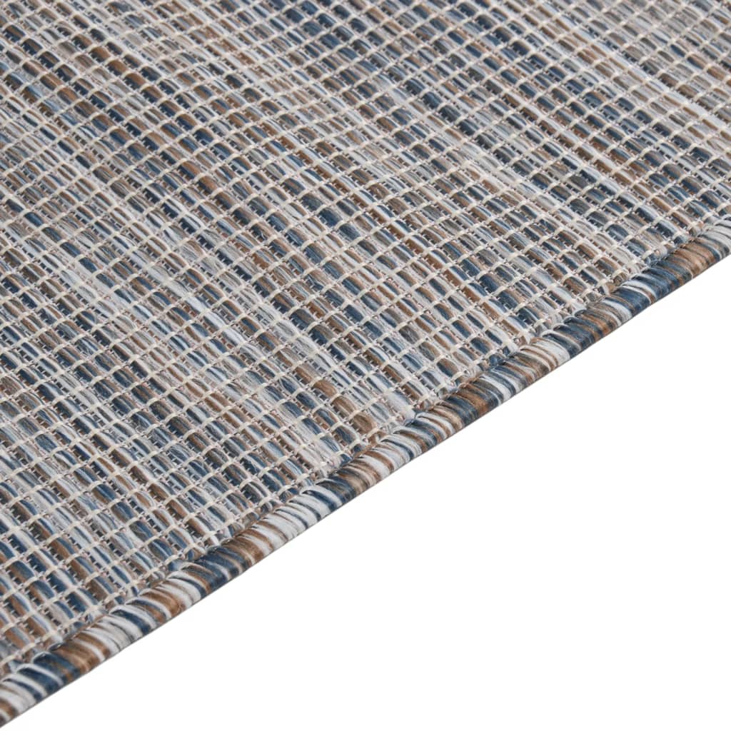 vidaXL Zunanja preproga ploščato tkanje 200x280 cm rjava in modra