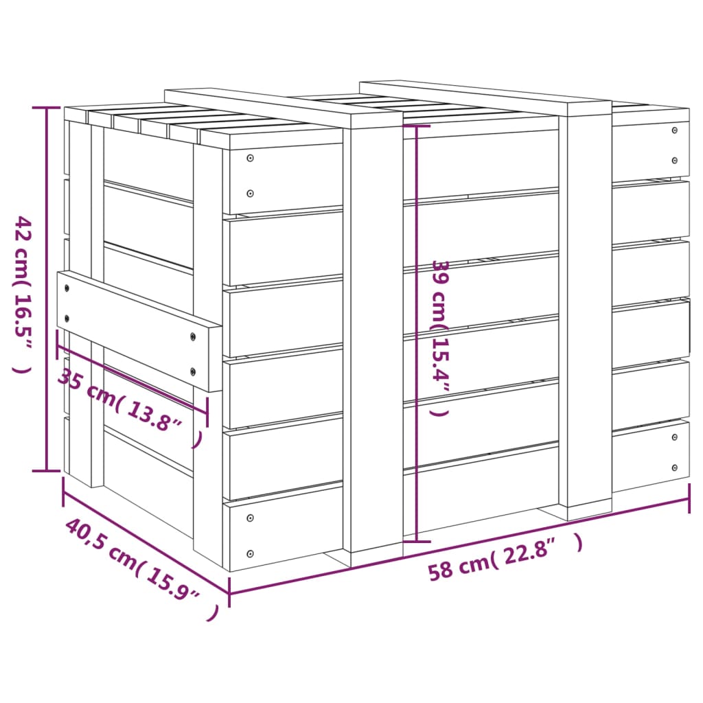 vidaXL Škatla za shranjevanje bela 58x40,5x42 cm trdna borovina