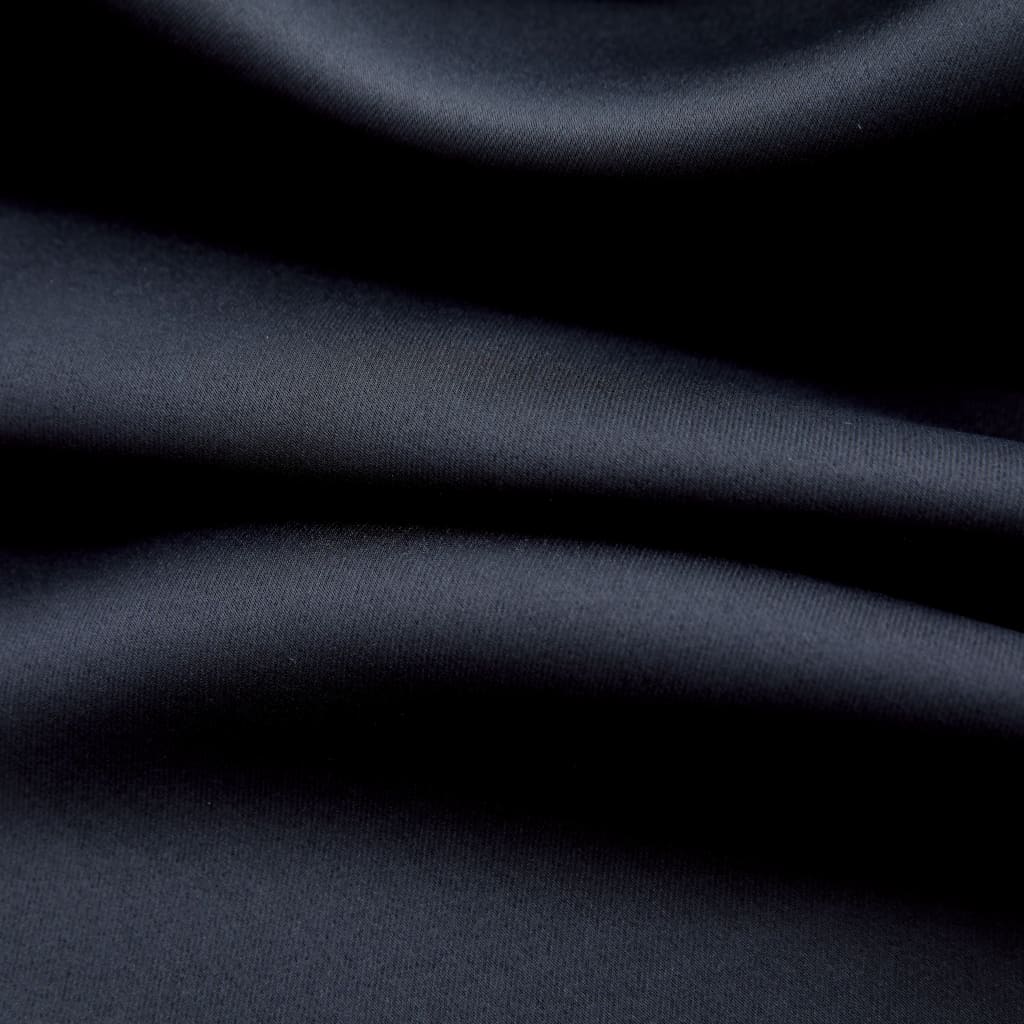 vidaXL Zatemnitvena zavesa s kovinskimi obročki črna 290x245 cm