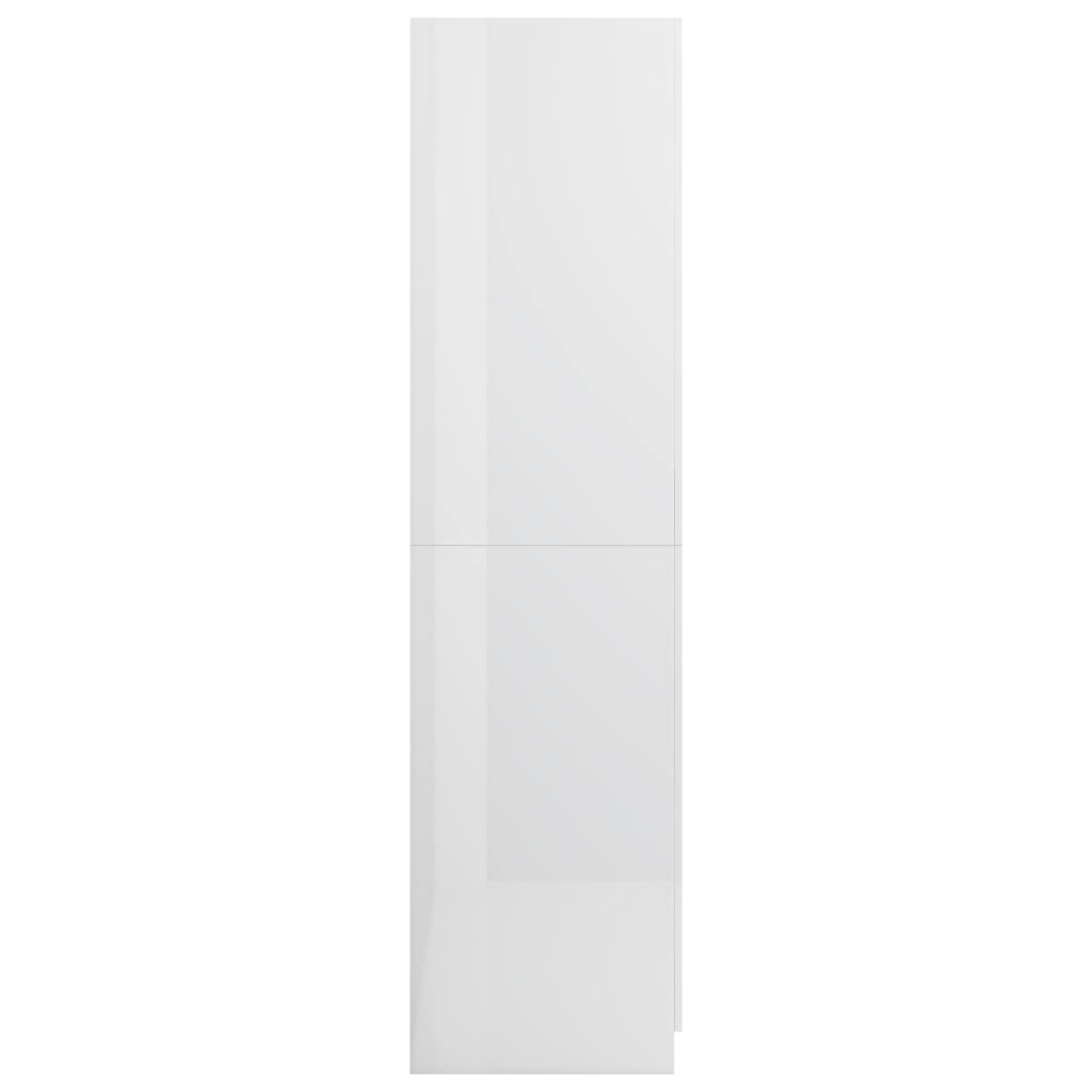 vidaXL Garderobna omara visok sijaj bela 90x52x200 cm iverna plošča
