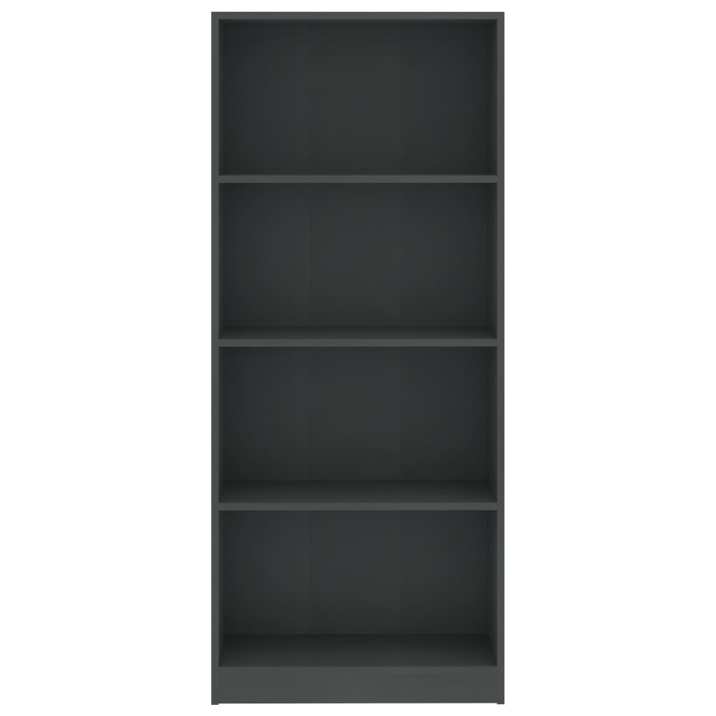 vidaXL Knjižna omara 4-nadstropna siva 60x24x142 cm iverna plošča