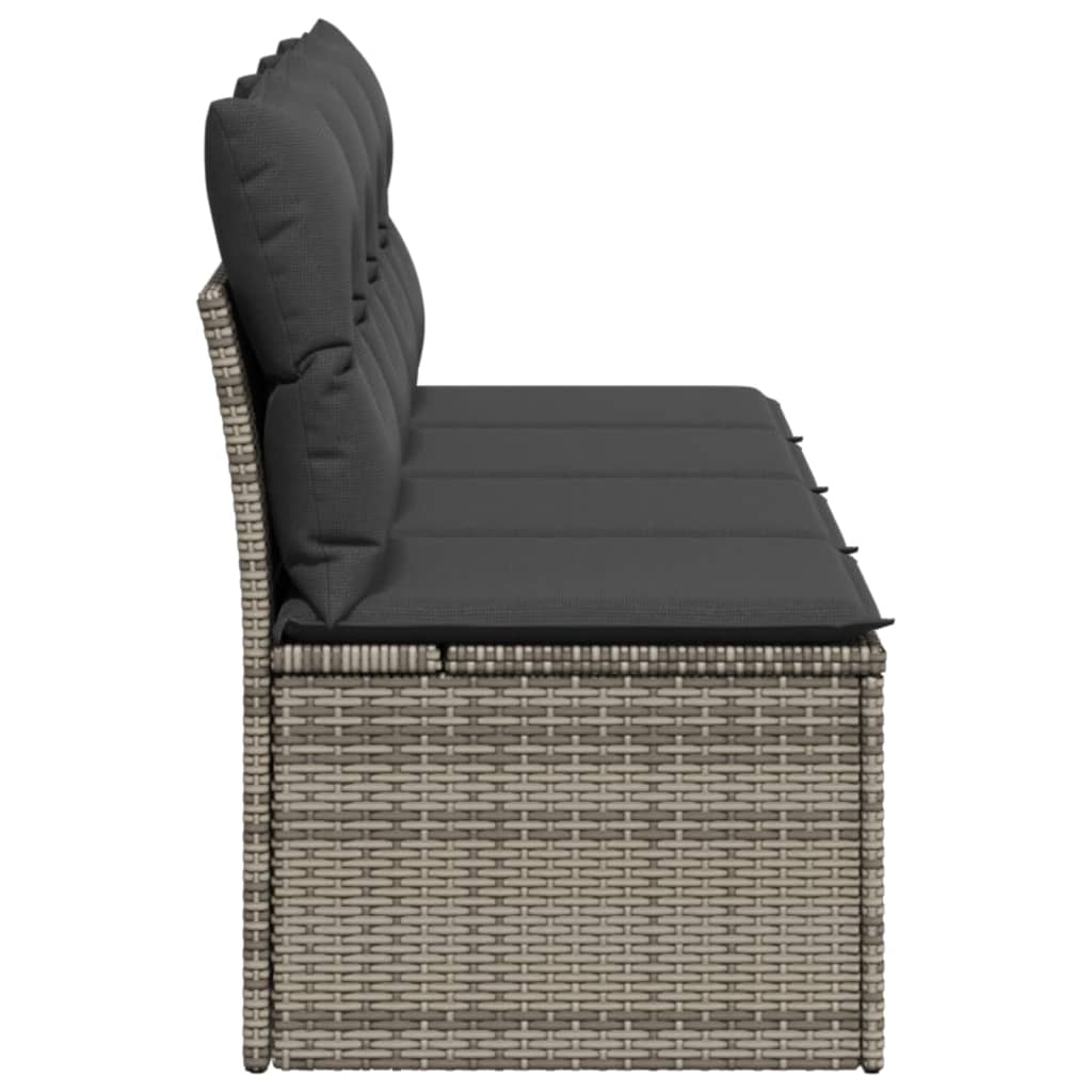 vidaXL Vrtni kavč z blazinami 4-sedežni siv poli ratan