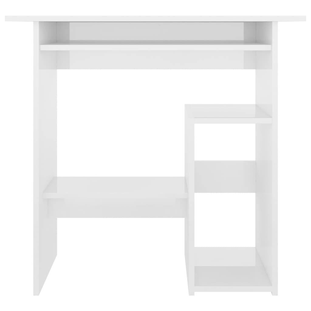 vidaXL Pisalna miza visok sijaj bela 80x45x74 cm iverna plošča