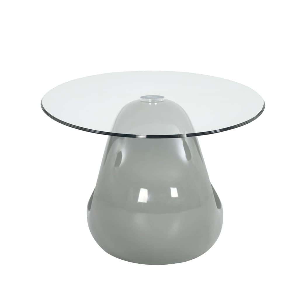 vidaXL Klubska mizica z ovalno stekleno površino visok sijaj siva