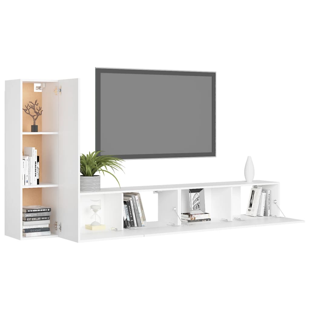 vidaXL Komplet TV omaric 3-delni bela iverna plošča