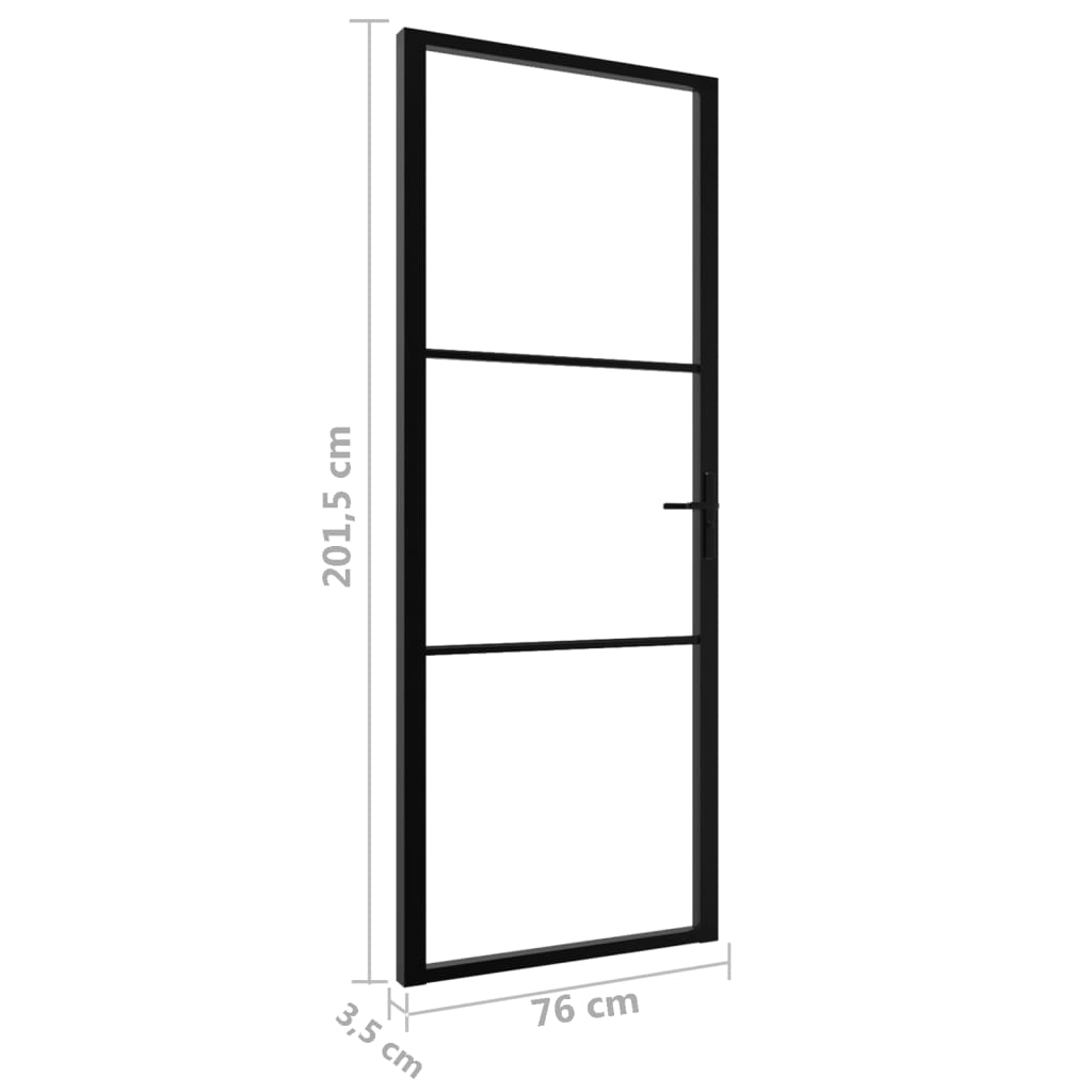vidaXL Notranja vrata ESG steklo in aluminij 76x201,5 cm črna
