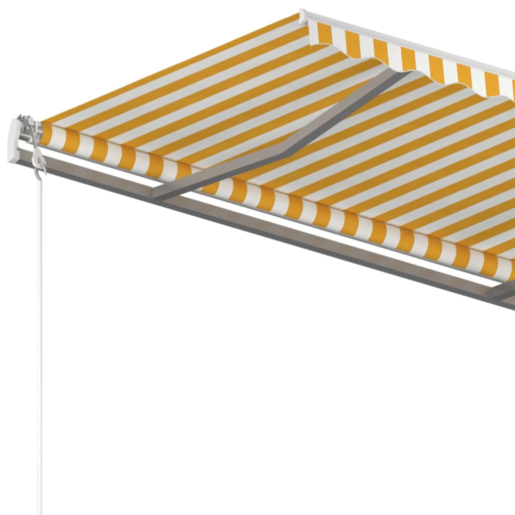 vidaXL Avtomatsko zložljiva tenda 350x250 cm rumena in bela