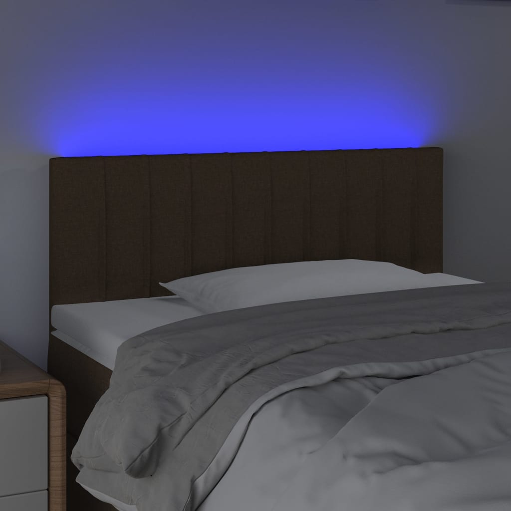 vidaXL LED posteljno vzglavje temno rjavo 80x5x78/88 cm blago