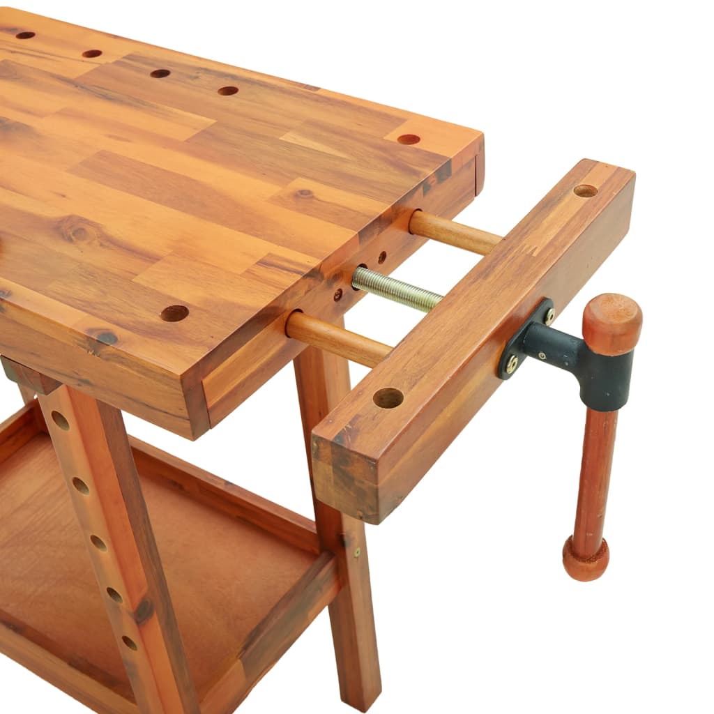 vidaXL Delovna miza s primeži 92x48x83 cm trden akacijev les