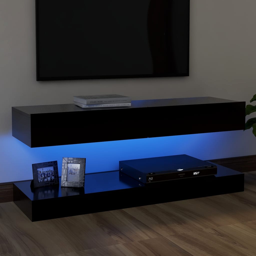 vidaXL TV omarica z LED lučkami črna 120x35 cm