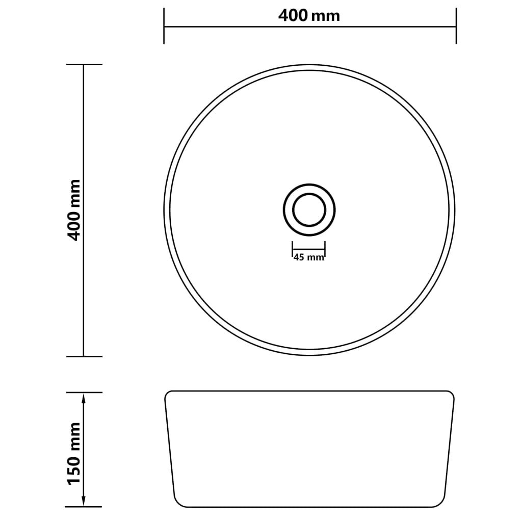 vidaXL Razkošen umivalnik okrogel mat temno moder 40x15 cm keramičen