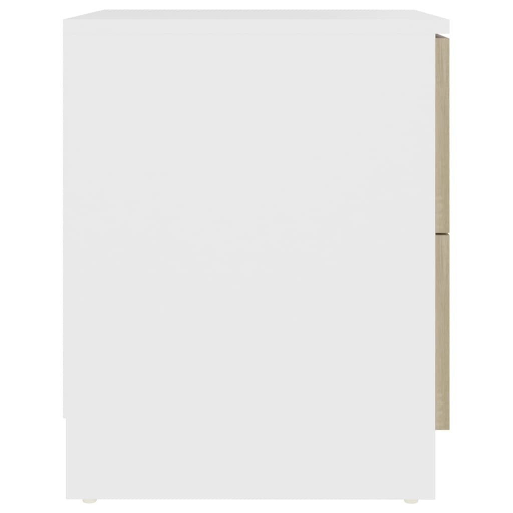 vidaXL Nočna omarica bela in sonoma hrast 40x40x50 cm iverna plošča