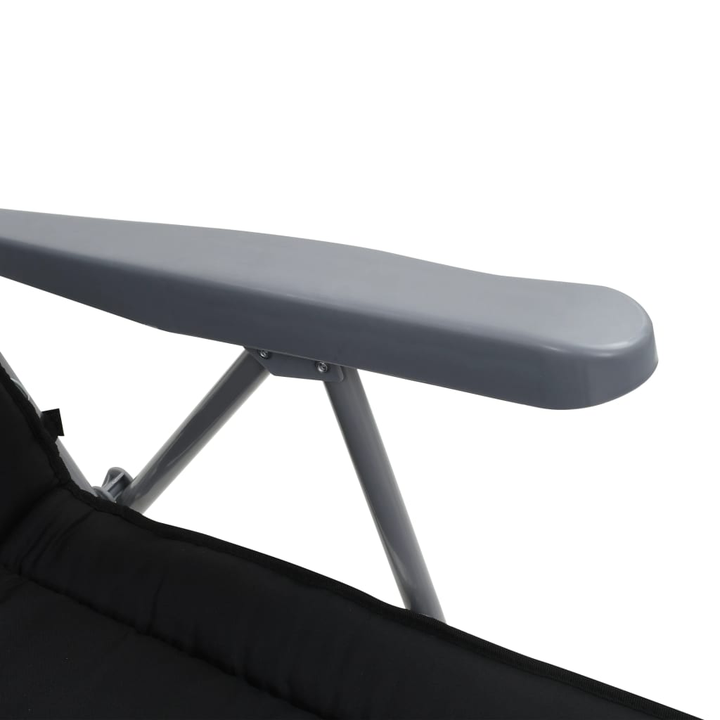 vidaXL Zložljivi vrtni stoli z blazino 2 kosa črne barve