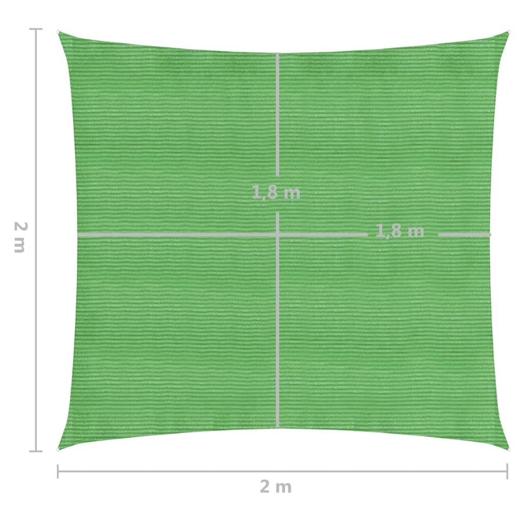 vidaXL Senčno jadro 160 g/m² svetlo zeleno 2x2 m HDPE