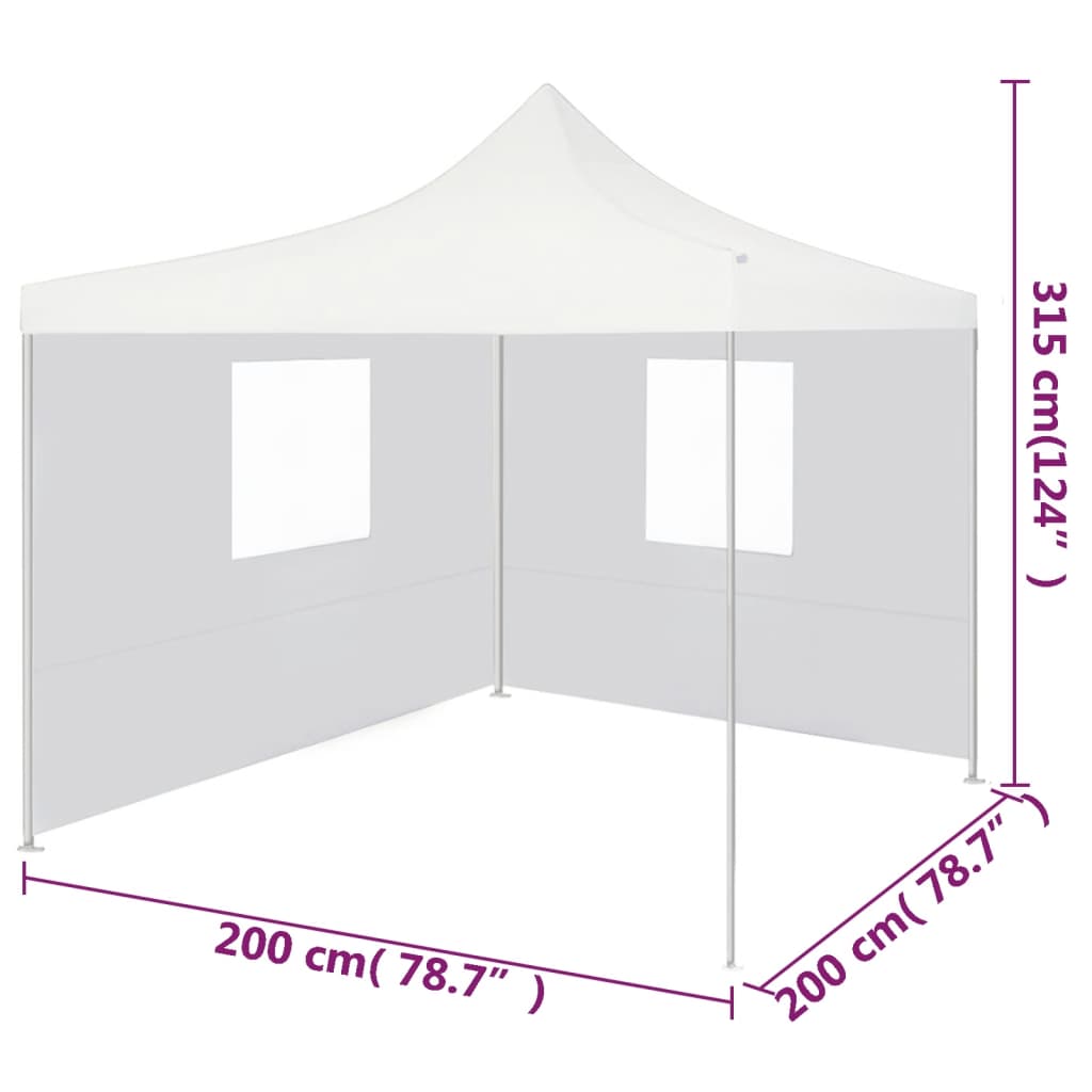 vidaXL Profesionalen zložljiv vrtni šotor z 2 stranicama 2x2 m bel