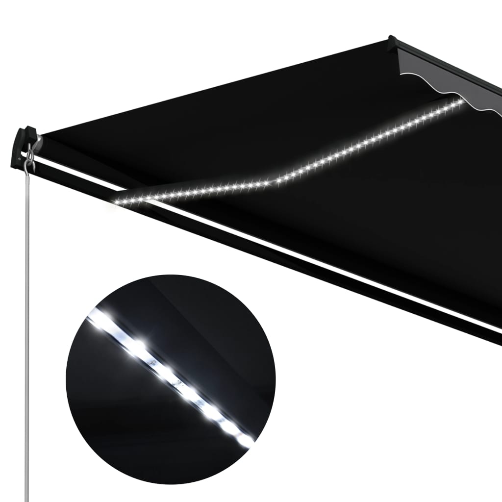 vidaXL Ročno zložljiva tenda z LED lučmi 350x250 cm antracitna