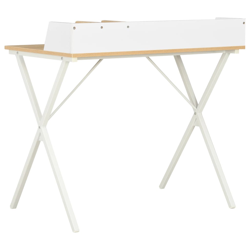 vidaXL Pisalna miza bela in naravna 80x50x84 cm