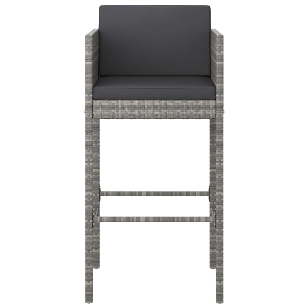 vidaXL Barski stolčki 4 kosi z blazinami sivi poli ratan