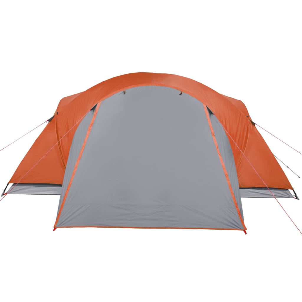vidaXL Družinski šotor za 8 oseb siv in oranžen vodoodporen