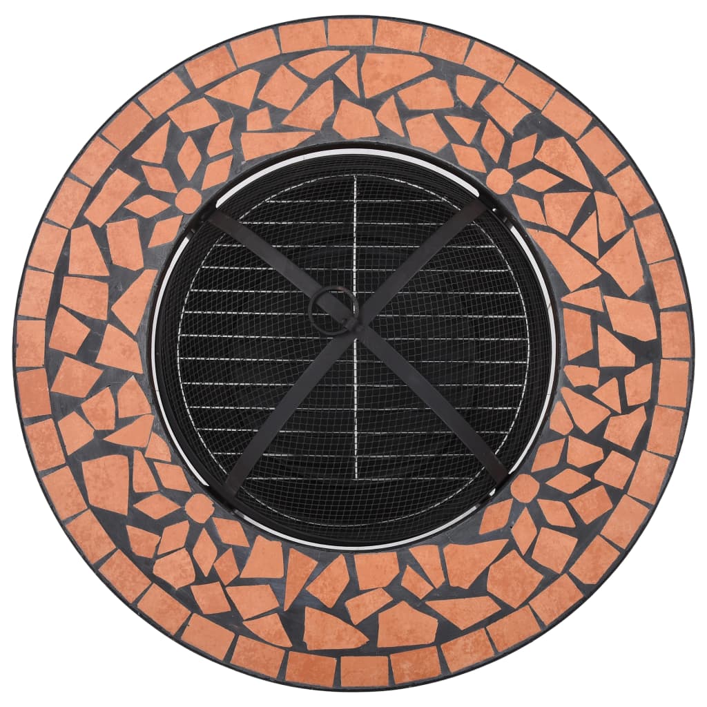 vidaXL Ognjišče z mizico terakota mozaik 68 cm keramika