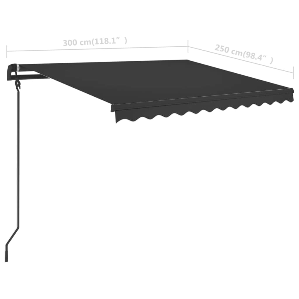 vidaXL Ročno zložljiva tenda z LED lučkami 3x2,5 m antracitna