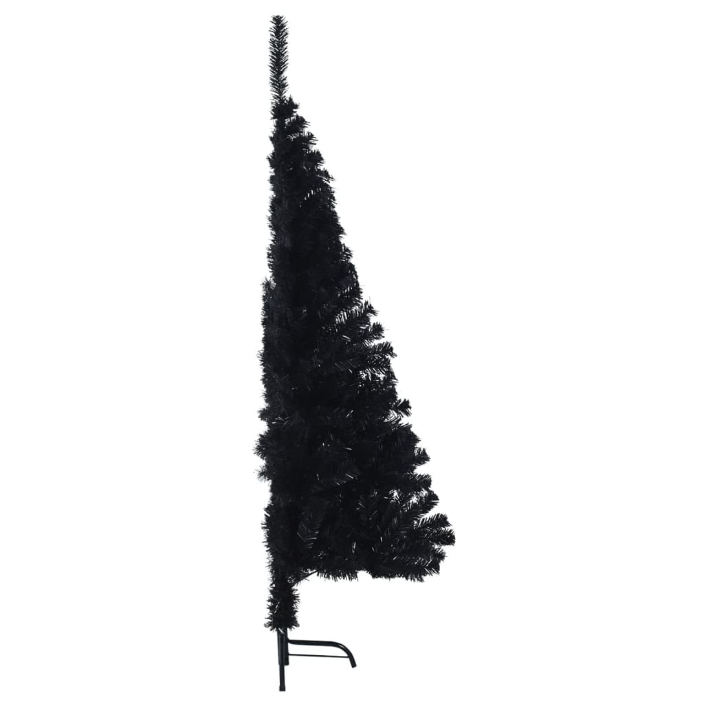 vidaXL Umetna polovična novoletna jelka s stojalom črna 150 cm PVC