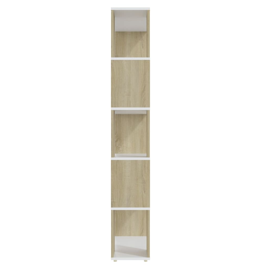 vidaXL Knjižna omara za razdelitev prostora bela in hrast 80x24x155 cm