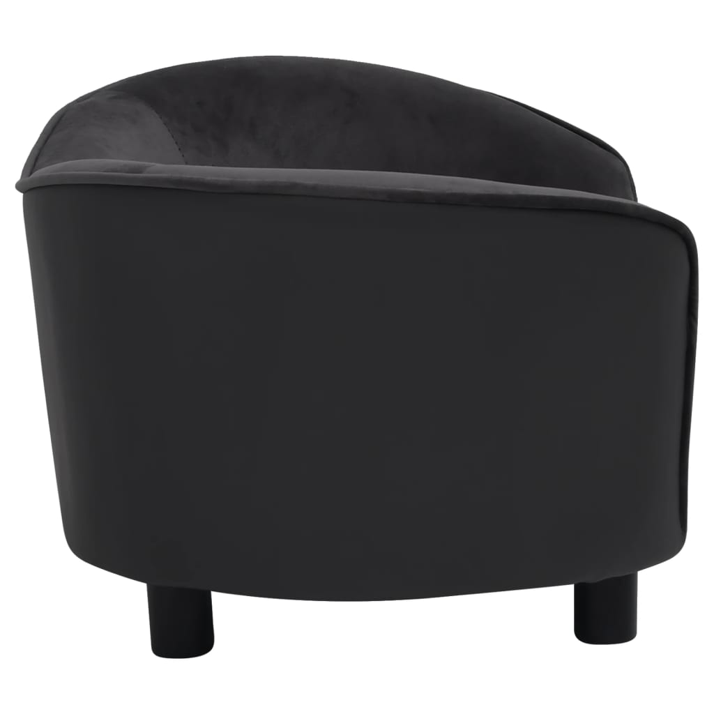 vidaXL Pasji kavč črn 69x49x40 cm iz pliša in umetnega usnja