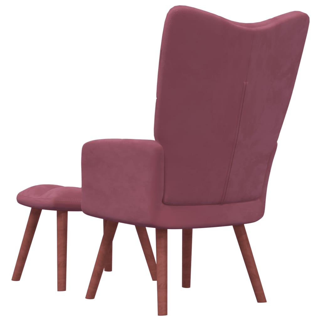vidaXL Stol za sproščanje s stolčkom roza žamet