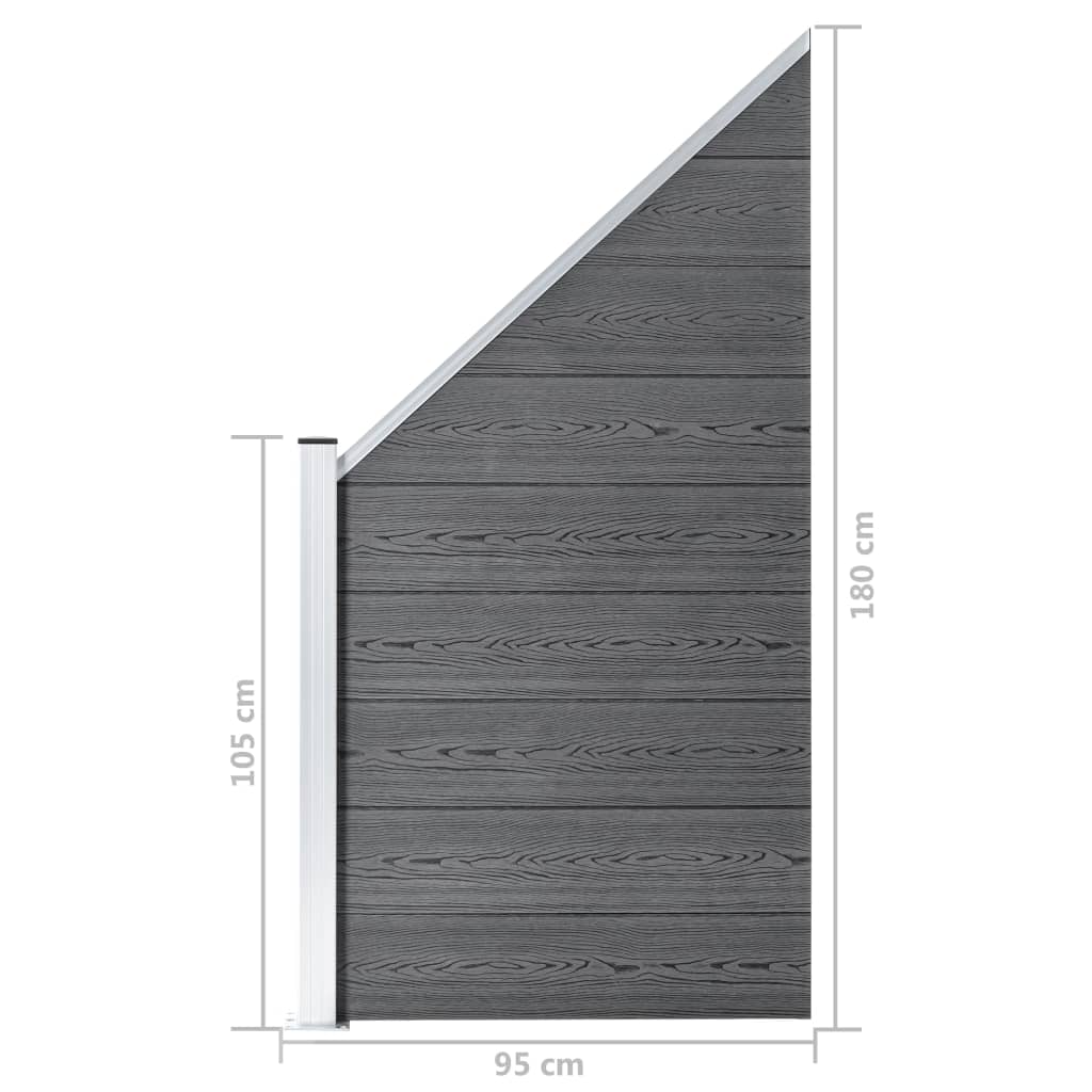 vidaXL WPC ograjni paneli 2 kvadratna + 1 poševni 446x186 cm sivi