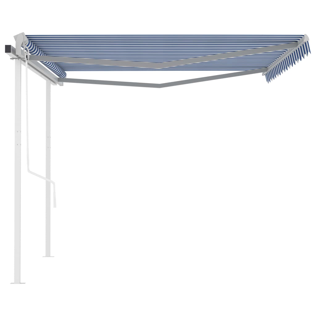 vidaXL Avtomatsko zložljiva tenda s stebrički 4x3 m modra in bela