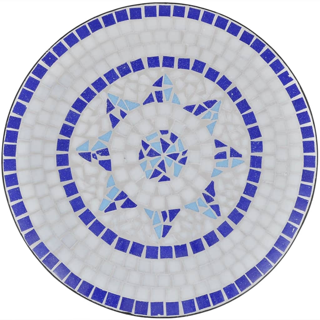 vidaXL Bistro garnitura 3-delna s keramičnimi ploščicami modro/bela