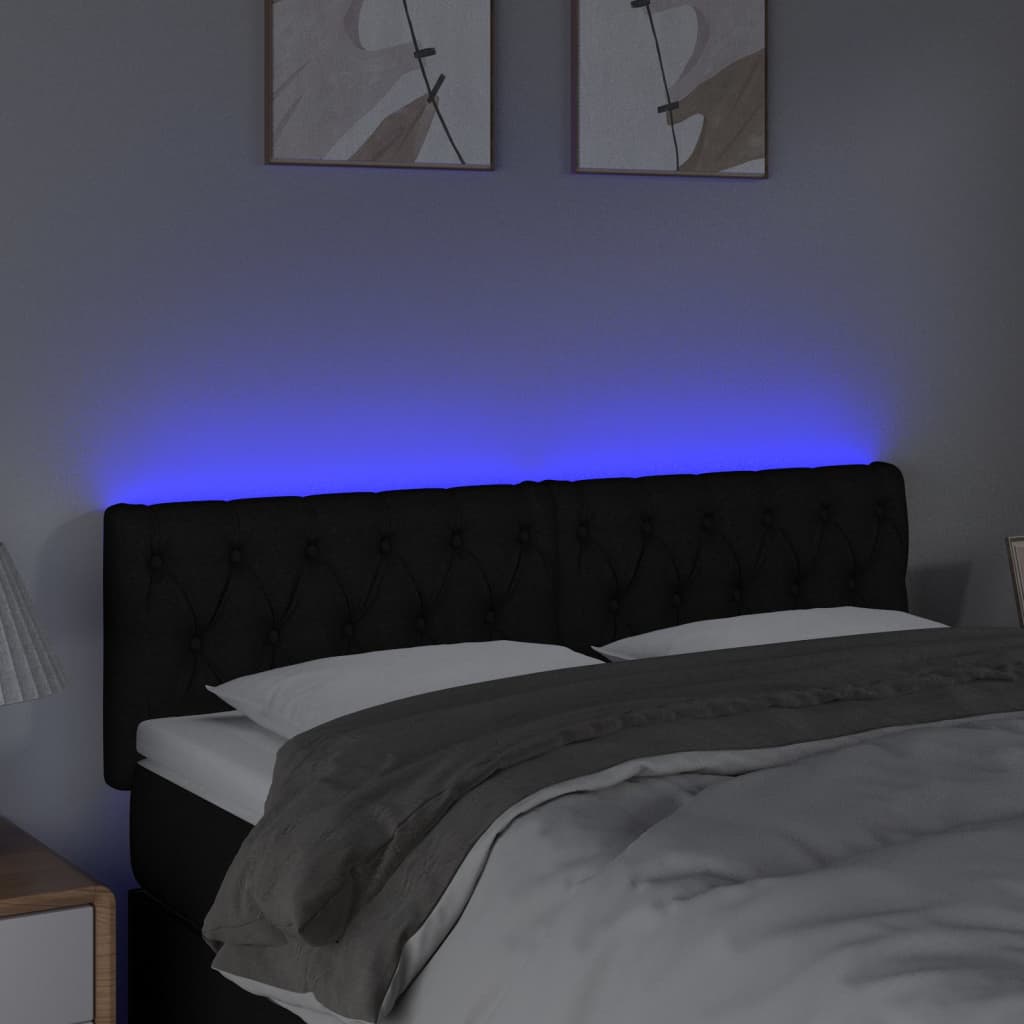 vidaXL LED posteljno vzglavje črno 160x7x78/88 cm blago