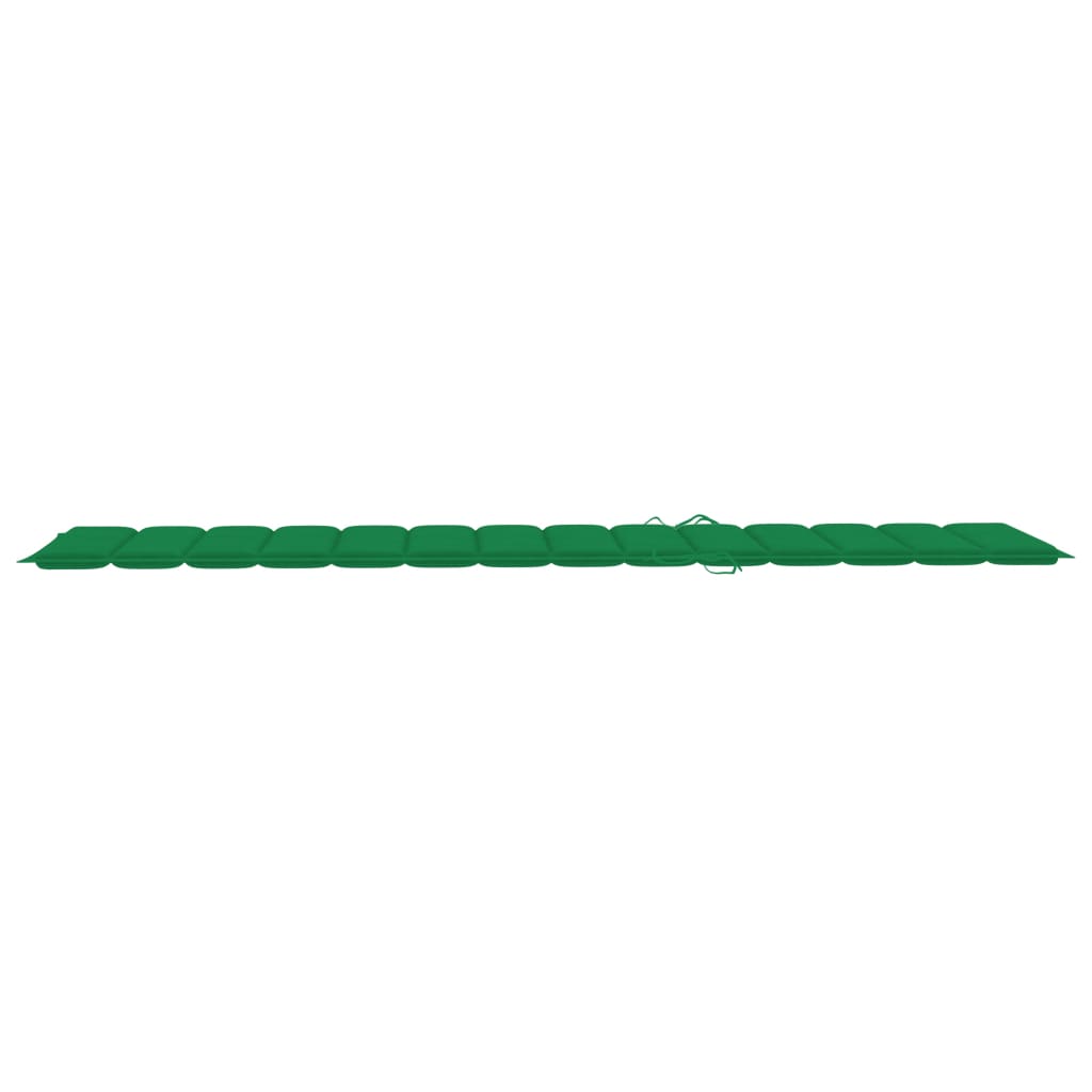 vidaXL Ležalnik z zeleno blazino trdna tikovina