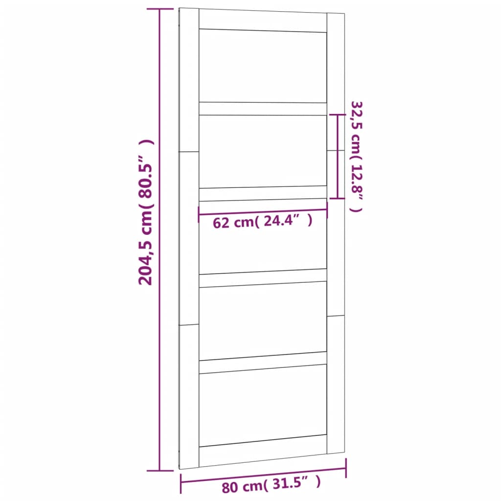 vidaXL Hlevska vrata bela 80x1,8x204,5 cm trdna borovina
