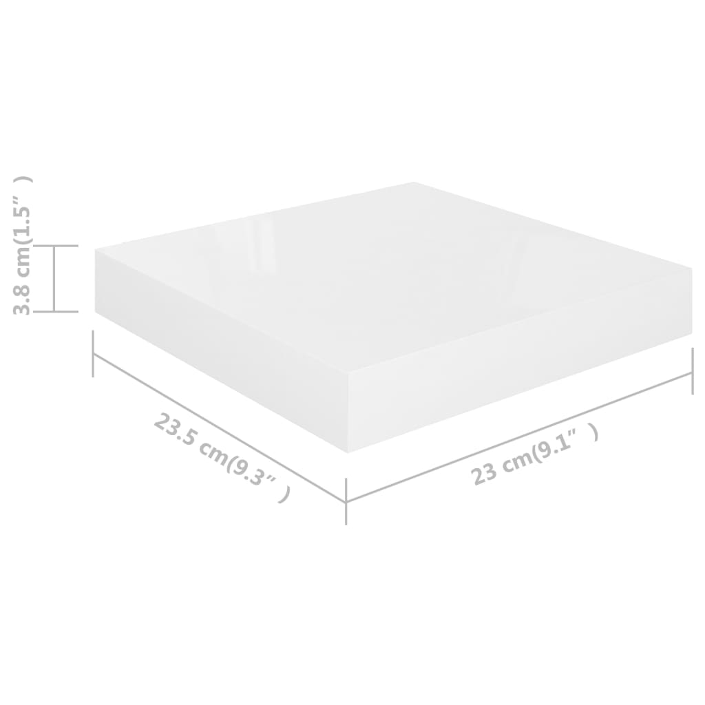 vidaXL Lebdeča polica visok sijaj bela 23x23,5x3,8 cm MDF