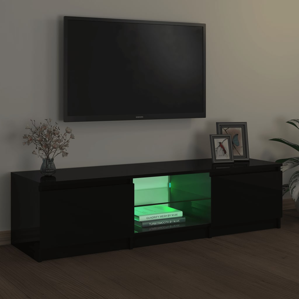 vidaXL TV omarica z LED lučkami črna 140x40x35,5 cm