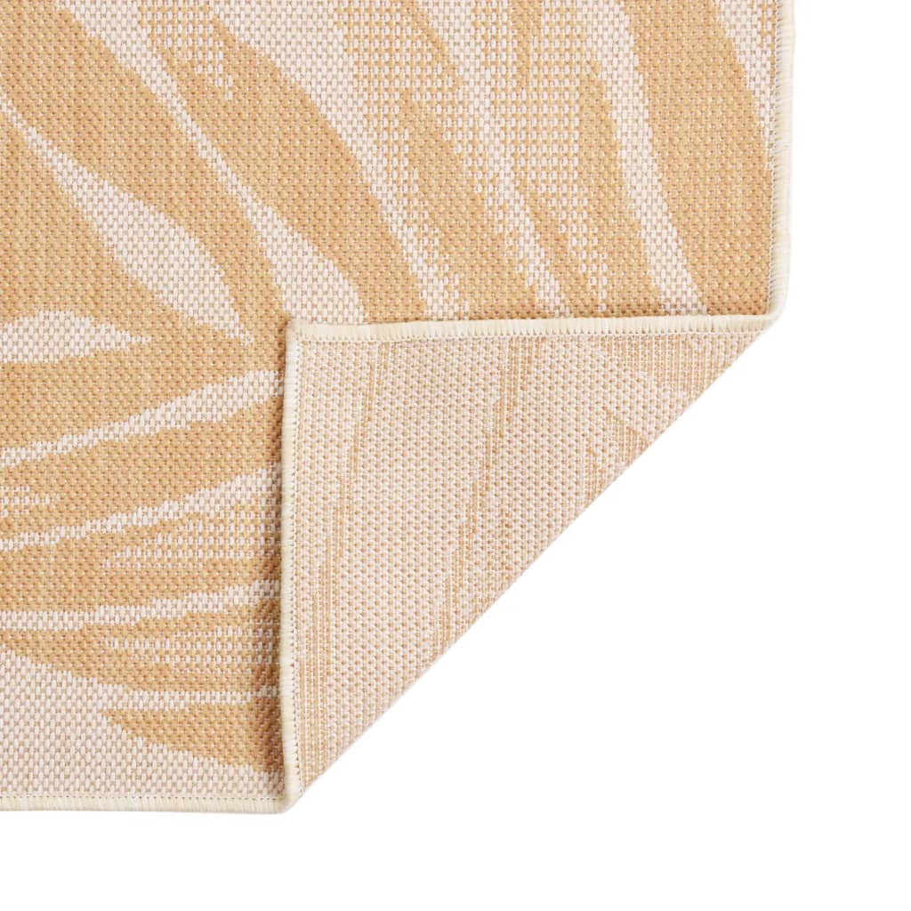 vidaXL Zunanja preproga ploščato tkanje 80x150 cm vzorec listov