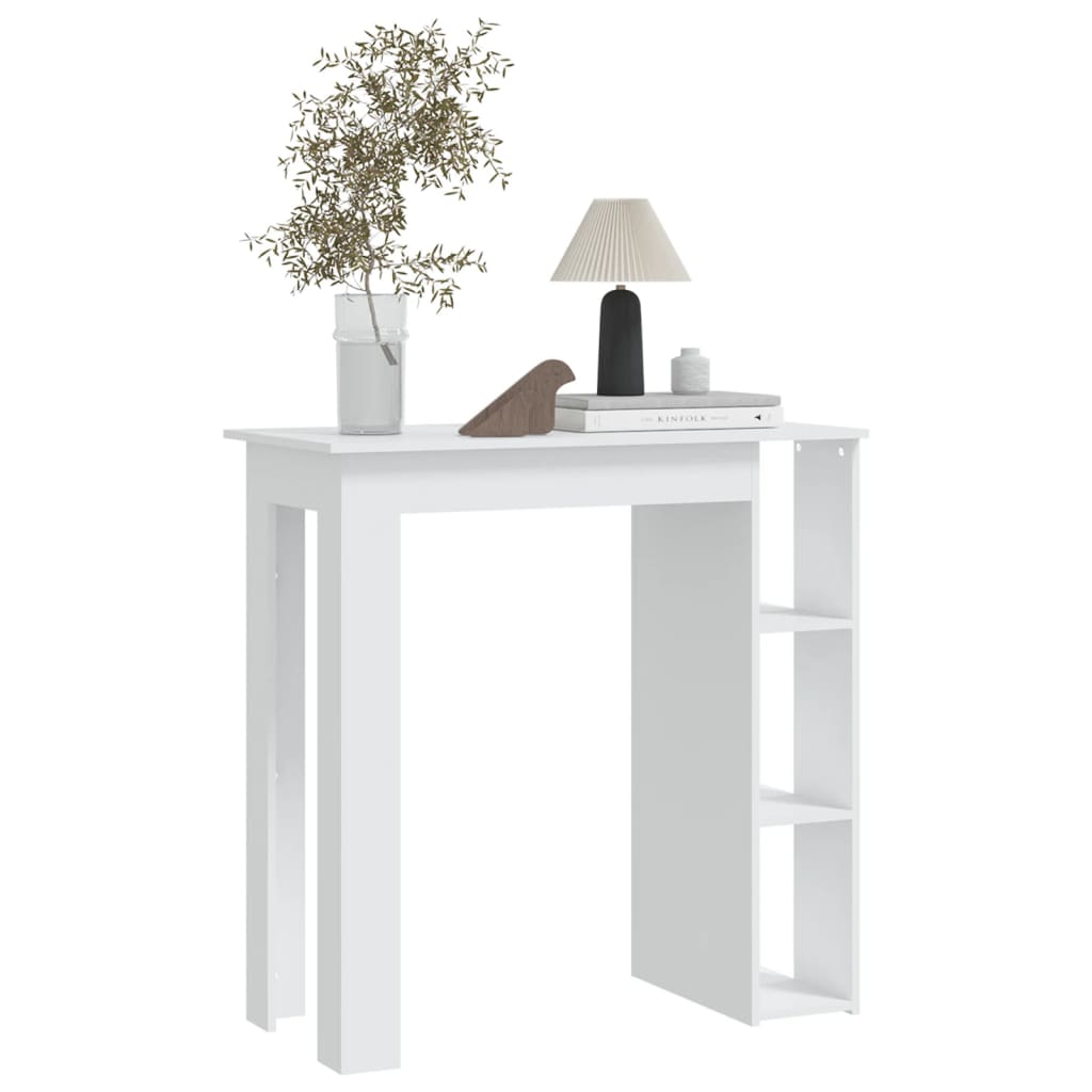 vidaXL Barska miza s polico bela 102x50x103,5 cm iverna plošča